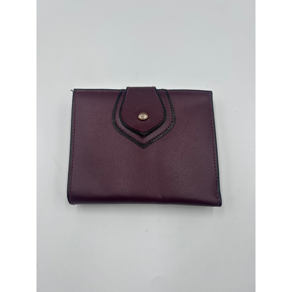 Baronet Burgundy Genuine Leather Bifold Wallet Kiss Lock Coin Pouch Vintage